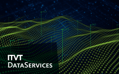 An abstract visualization symbolizing the development and future of data services in a digital environment.