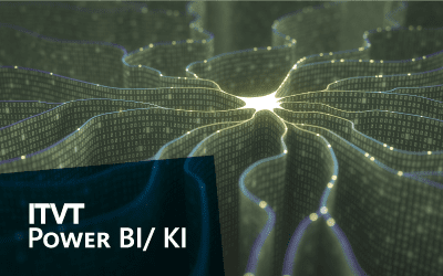 Banner for ITVT Power BI/KI featuring a glowing neural network-style graphic with connected data nodes.