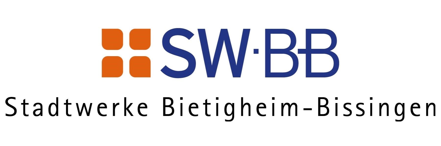 Logo of SWBB with four orange squares on the left and blue letters 'SW·BB' on the right, followed by the text 'Stadtwerke Bietigheim-Bissingen' below