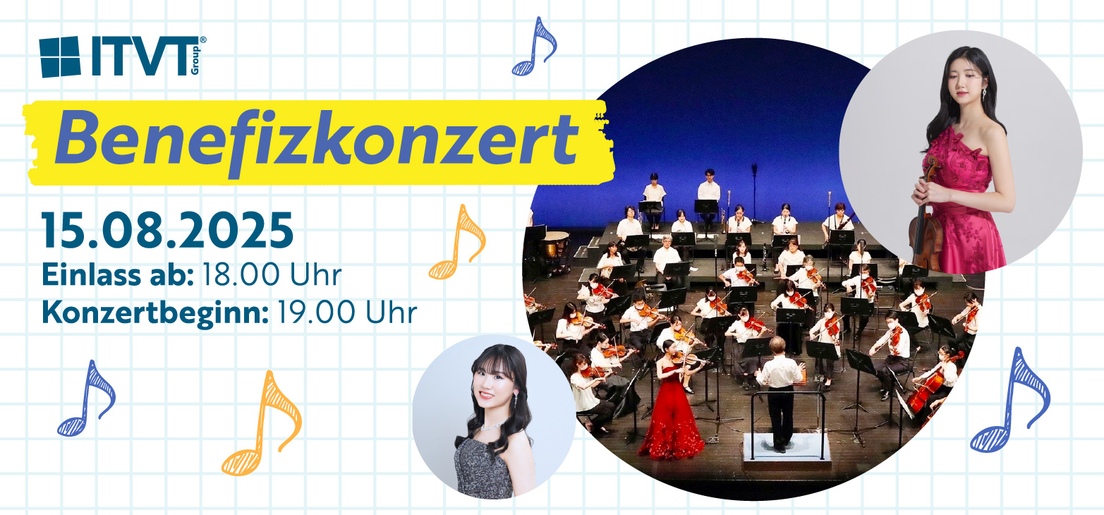Benefit concert advertisement showcasing the phrase "Benefizkonzert" in an eye-catching design