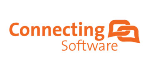 Connecting Software logo with orange text and two interlinked speech bubble icons