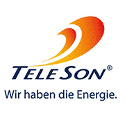 The TeleSon logo features a modern design with bold typography and bright colors.