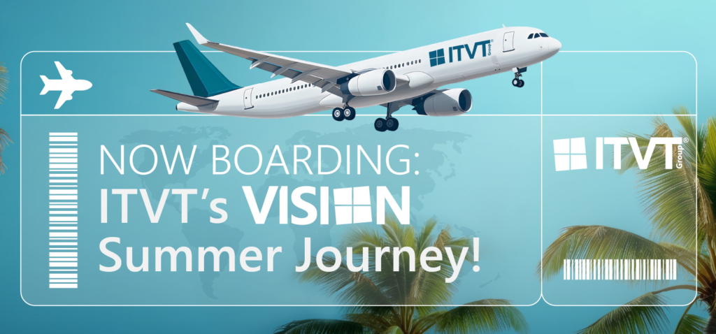 A plane flies over palm trees with the text "Now Boarding" prominently displayed