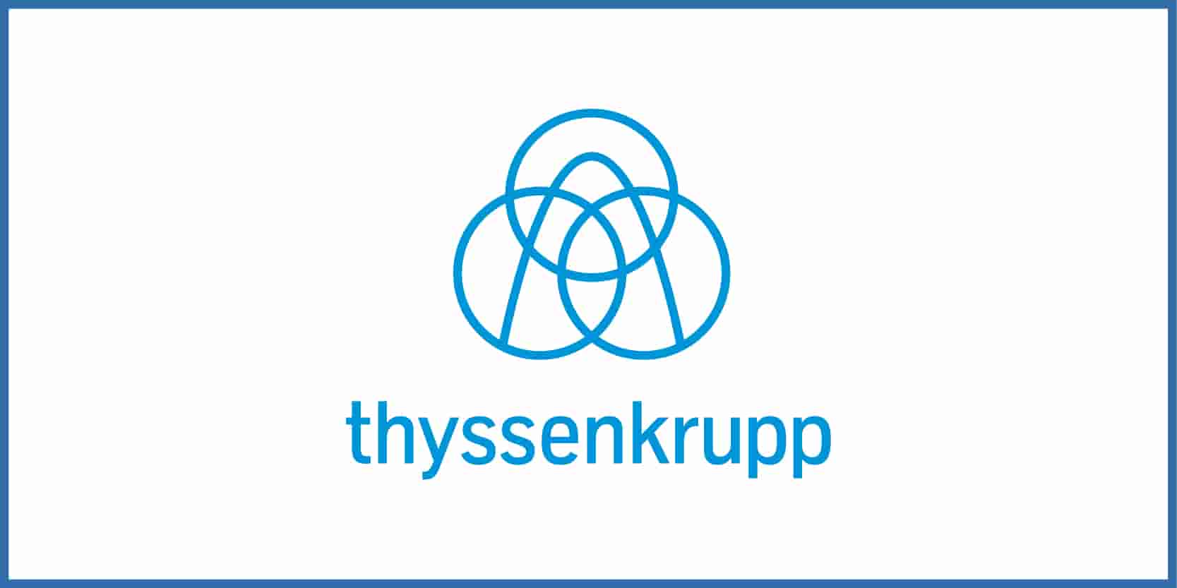 Thyssenkrupp logo, showcasing a modern design with blue colors, representing the company's brand identity