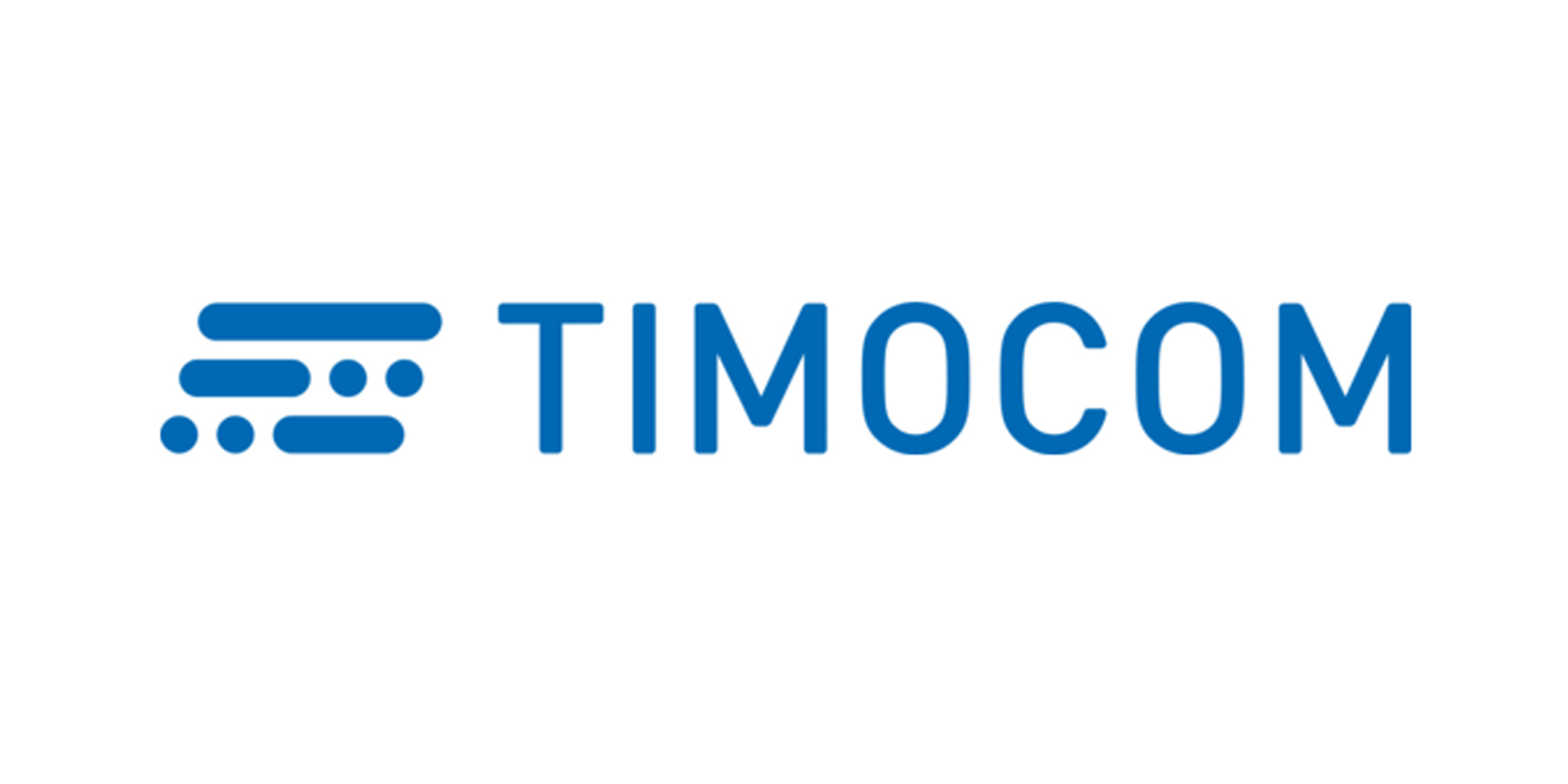 Logo of TIMOCOM featuring a stylized blue icon with horizontal bars and dots on the left, followed by the word ‘TIMOCOM’ in bold blue uppercase letters on a white background. By ITVT.