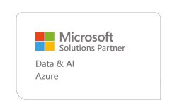 Microsoft Solutions Partner logo with Data & AI with Azure branding in a professional design.
