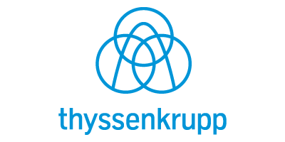 Thyssenkrupp-Logo, das ein modernes Design mit blauen Farben zeigt und die Markenidentität des Unternehmens repräsentiert