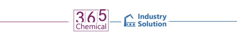 365 Chemical Industry Solution-Logo mit stilisiertem Fabriksymbol und horizontalen Linien