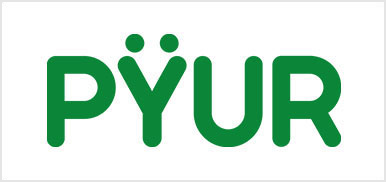 PYUR-Logo in grünen Buchstaben auf weißem Hintergrund.