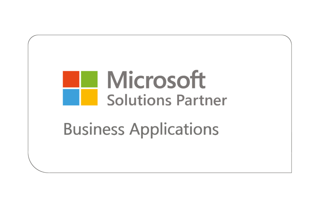 Visuelles Emblem des Microsoft Solutions Partner mit Schwerpunkt auf Geschäftsanwendungen und digitalen Lösungen.