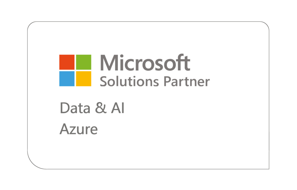 Microsoft Solutions Partner Logo mit Data & AI mit Azure Branding in einem professionellen Design.