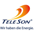 Das Logo von TeleSon zeichnet sich durch ein modernes Design mit fetter Typografie und leuchtenden Farben aus.