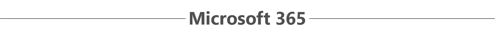 „Microsoft 365“ Überschrift zentriert zwischen zwei horizontalen Linien, mit transparentem Hintergrund